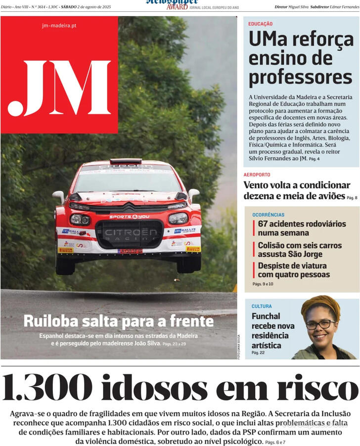 Capa Jornal da Madeira - 2025-08-02