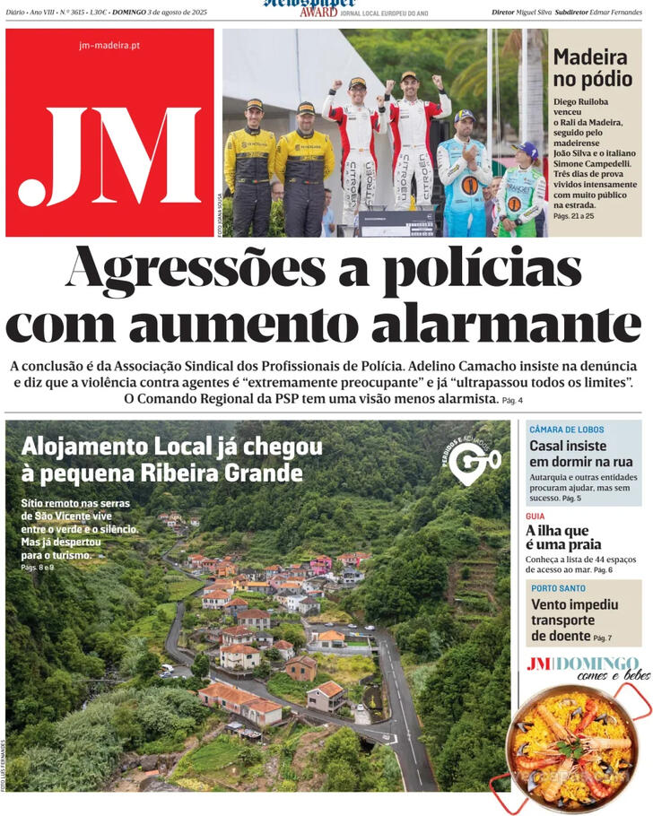 Capa Jornal da Madeira - 2025-08-03