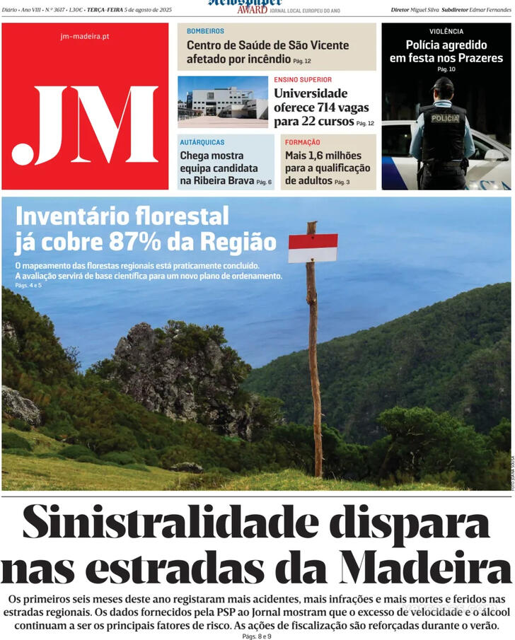 Capa Jornal da Madeira - 2025-08-05