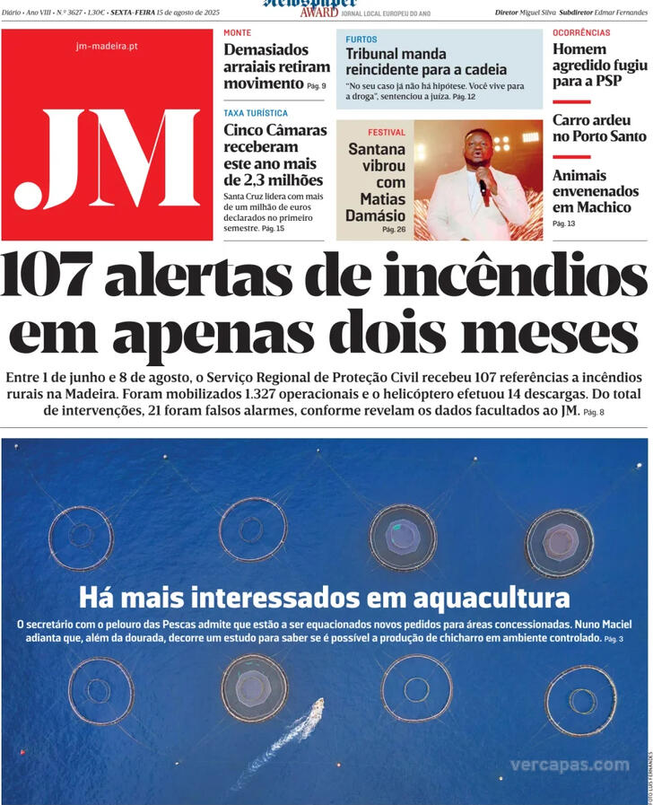 Capa Jornal da Madeira - 2025-08-15