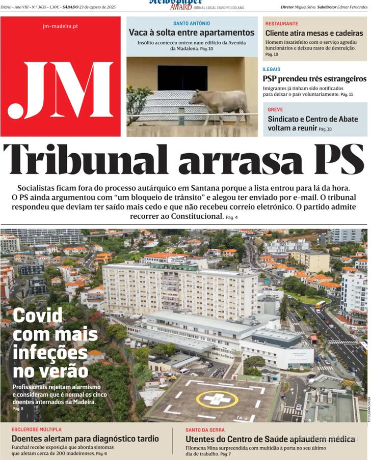 Capa Jornal da Madeira - 2025-08-23