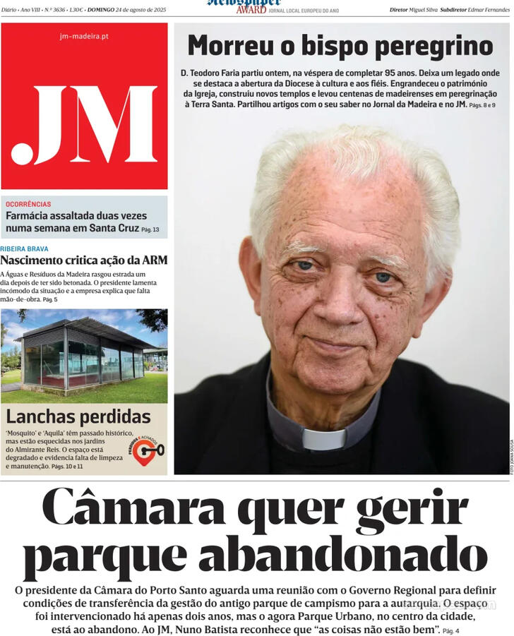 Capa Jornal da Madeira - 2025-08-24
