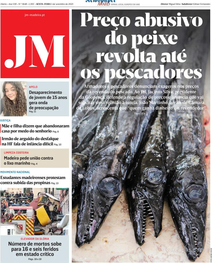 Capa Jornal da Madeira - 2025-09-05