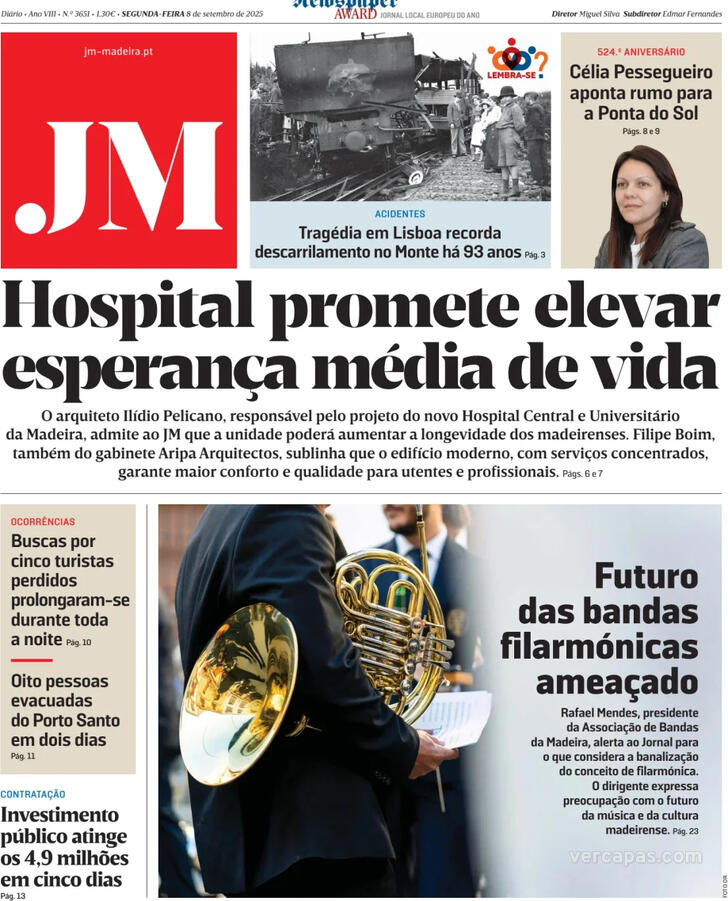 Capa Jornal da Madeira - 2025-09-08