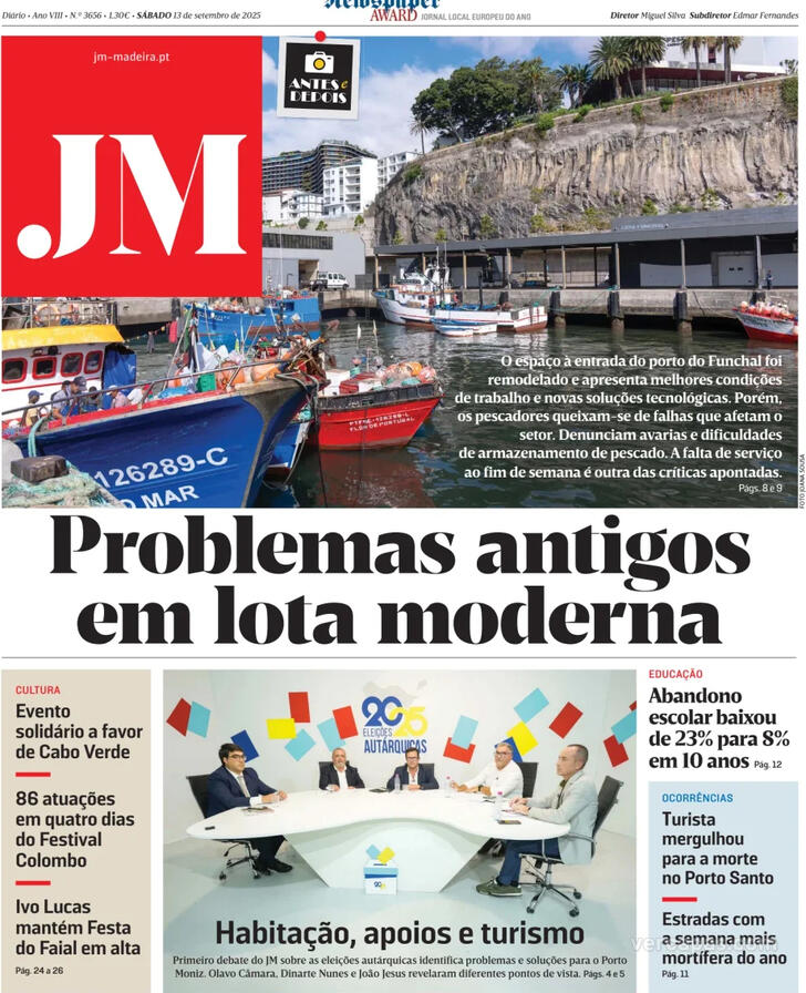 Capa Jornal da Madeira - 2025-09-13