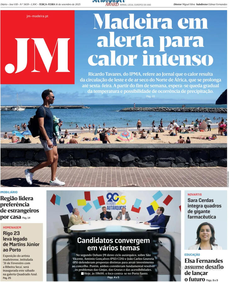 Capa Jornal da Madeira - 2025-09-16