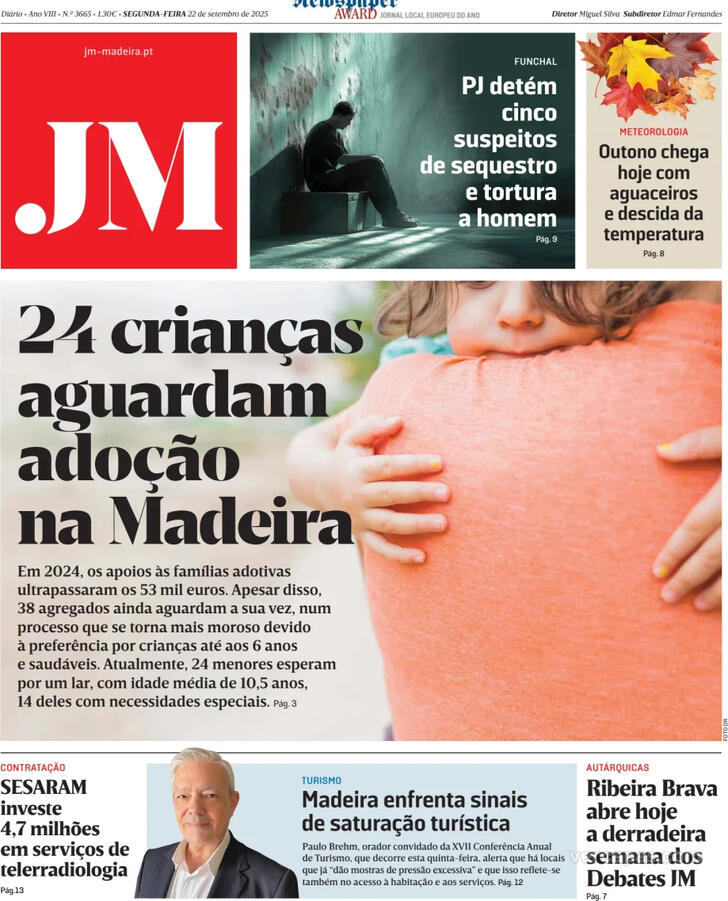 Capa Jornal da Madeira - 2025-09-22