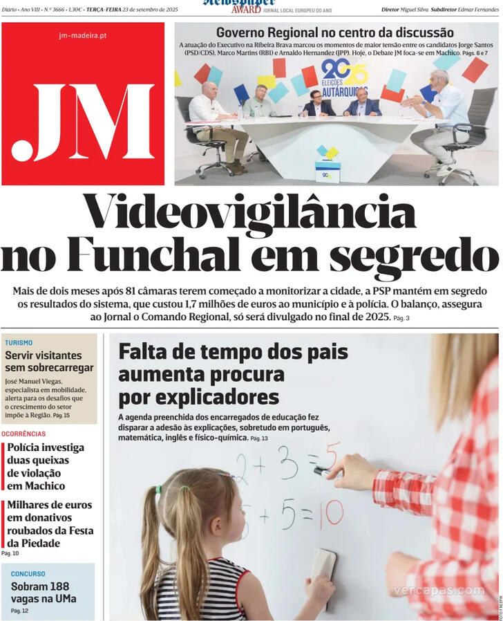 Capa Jornal da Madeira - 2025-09-23