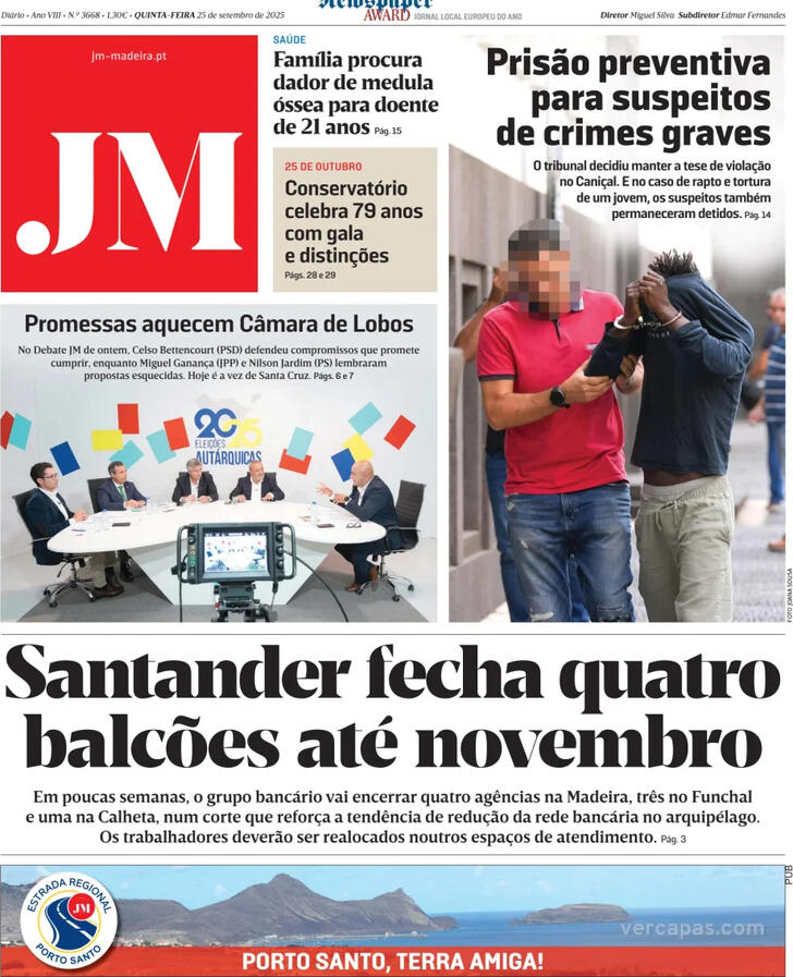 Capa Jornal da Madeira - 2025-09-25