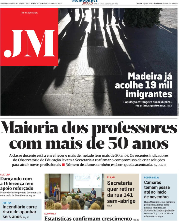 Capa Jornal da Madeira - 2025-10-17