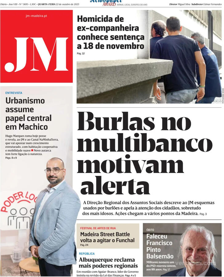 Capa Jornal da Madeira - 2025-10-22