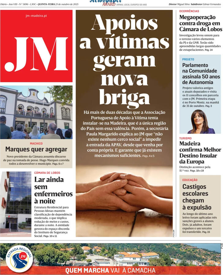 Capa Jornal da Madeira - 2025-10-23