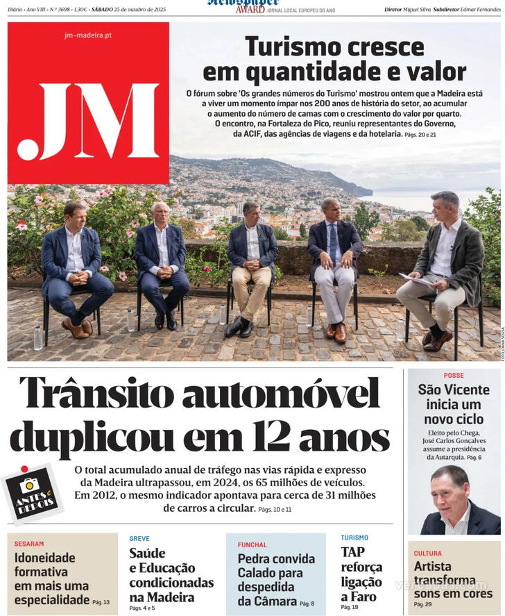 Capa Jornal da Madeira - 2025-10-25