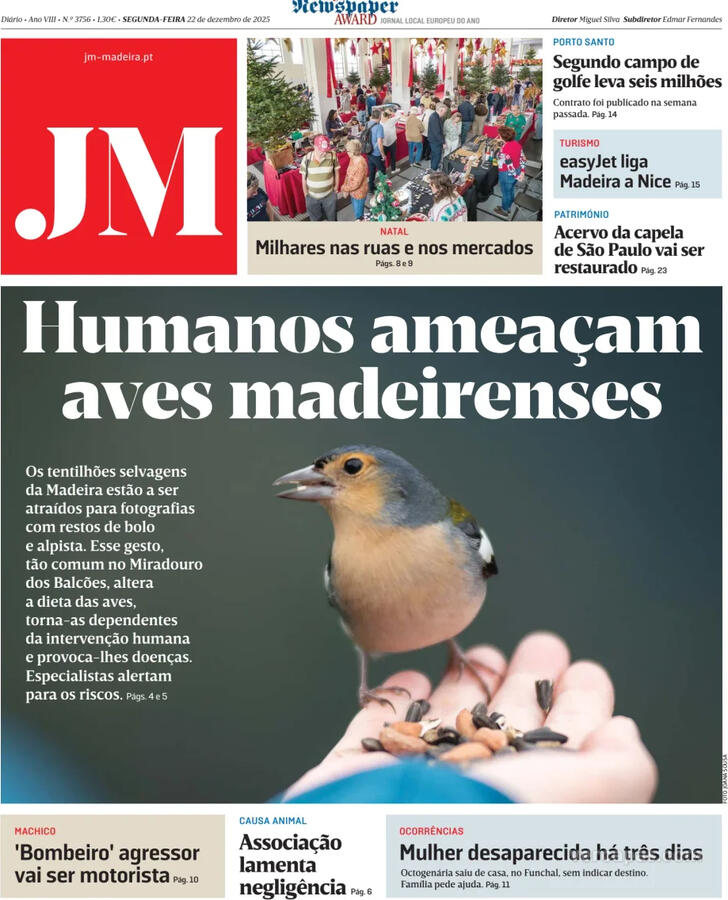 Capa Jornal da Madeira - 2025-12-22