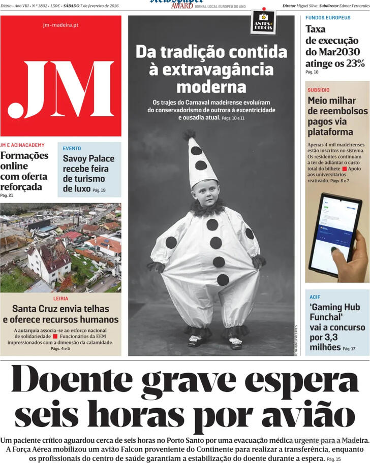 Capa Jornal da Madeira - 2026-02-07