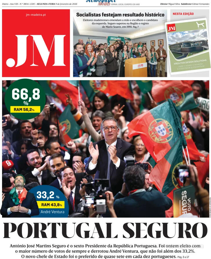 Capa Jornal da Madeira - 2026-02-09