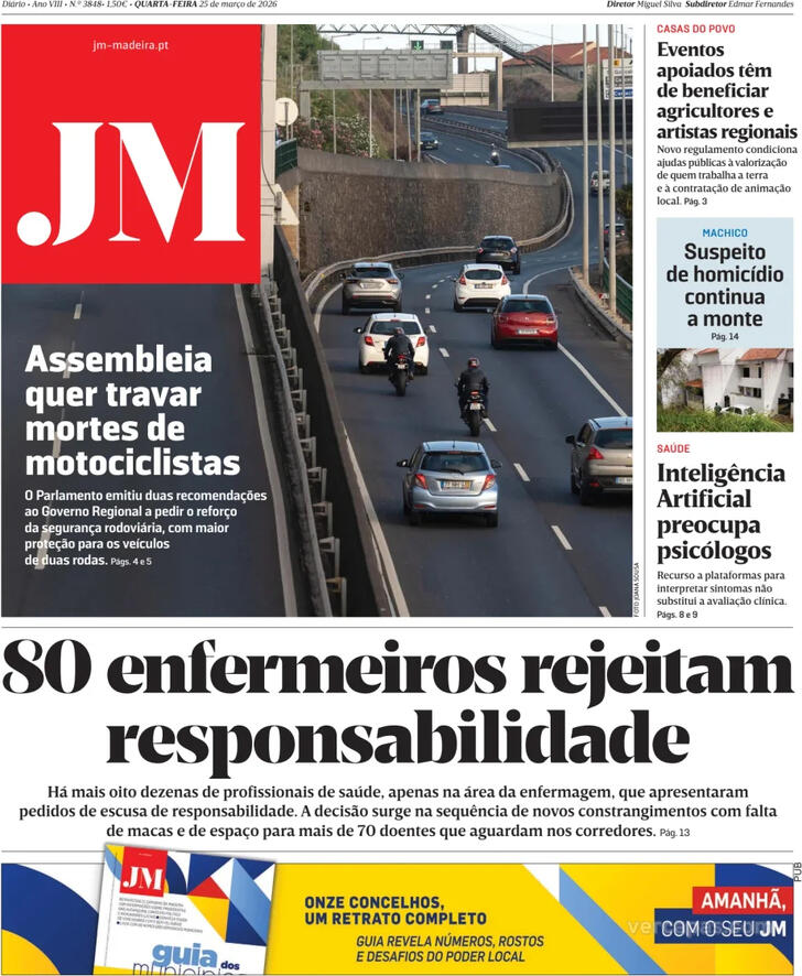 Capa Jornal da Madeira - 2026-03-25