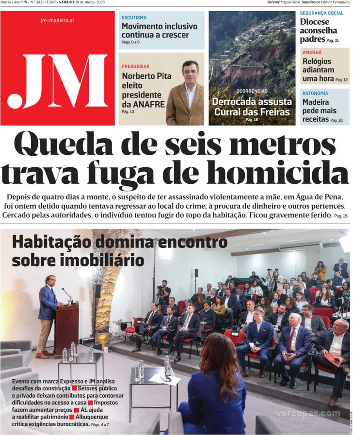 Capa Jornal da Madeira - 2026-03-28