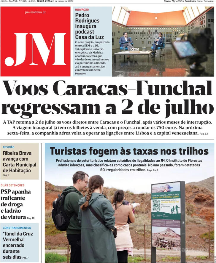 Capa Jornal da Madeira - 2026-03-31