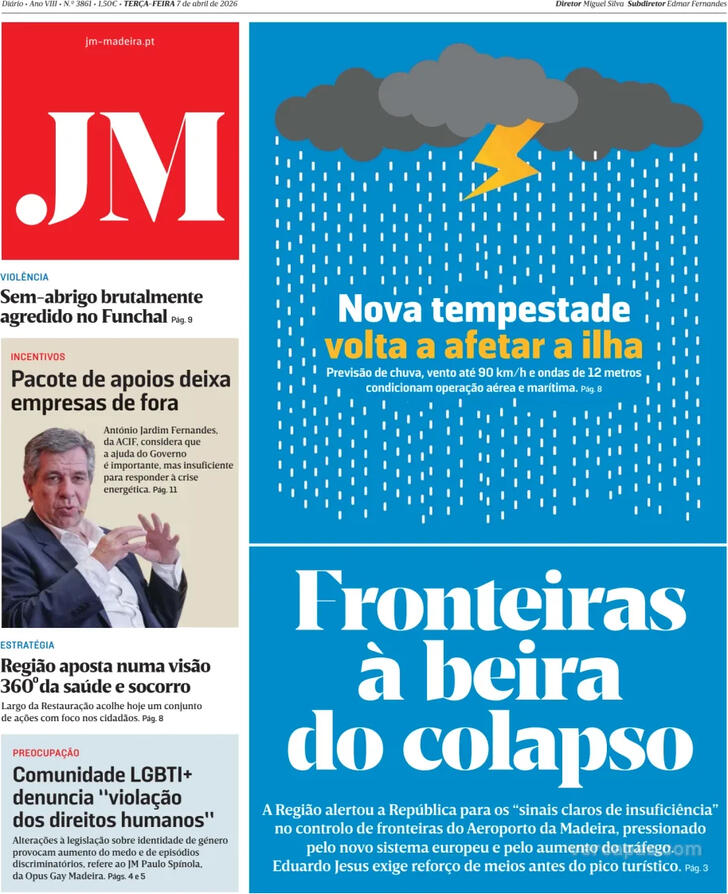 Capa Jornal da Madeira - 2026-04-07