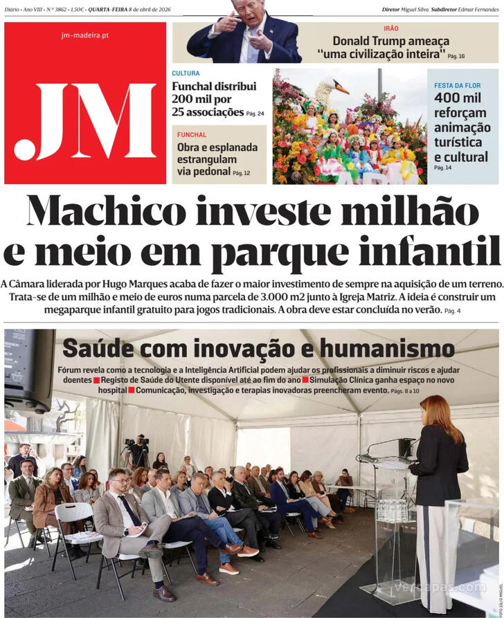 Capa Jornal da Madeira - 2026-04-08
