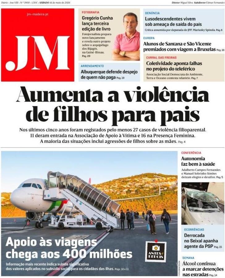 Capa Jornal da Madeira - 2026-05-16