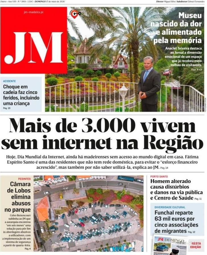 Capa Jornal da Madeira - 2026-05-17