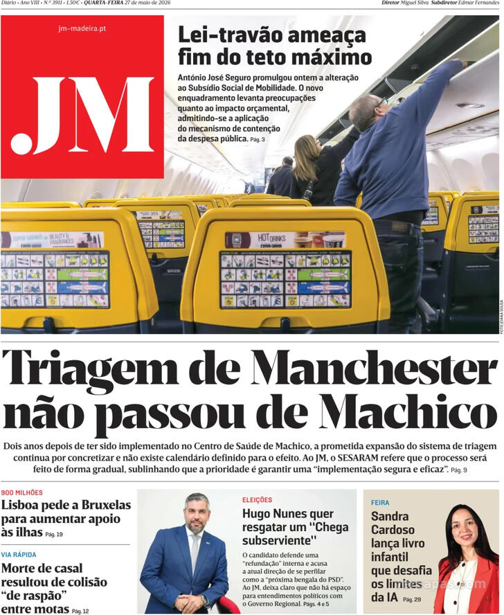 Capa Jornal da Madeira - 2026-05-27