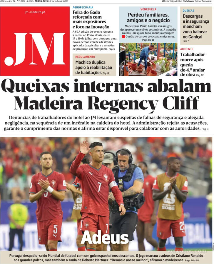 Capa Jornal da Madeira - 2026-07-07