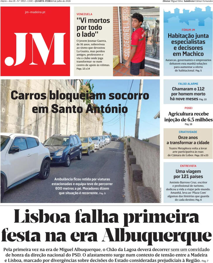 Capa Jornal da Madeira - 2026-07-08