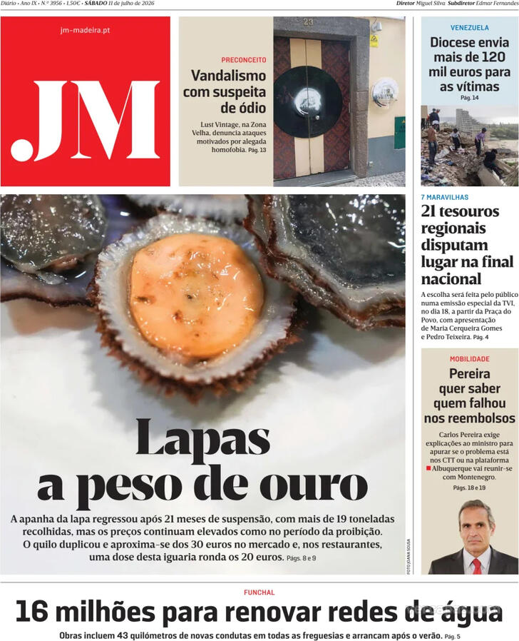 Capa Jornal da Madeira - 2026-07-11