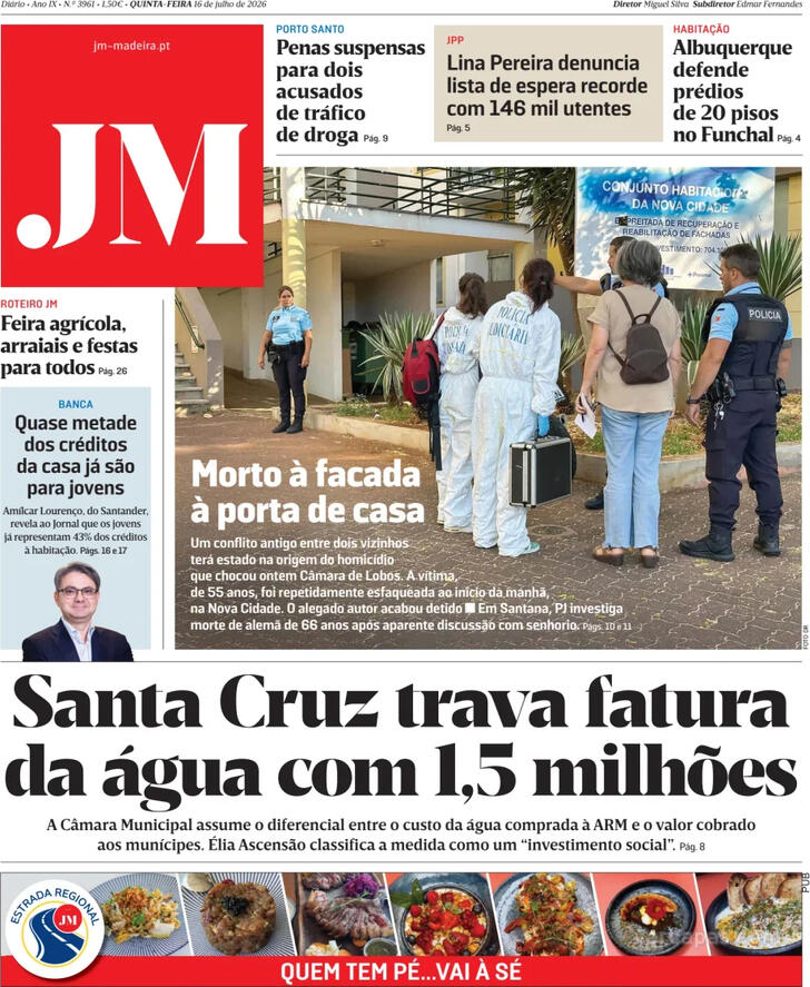 Capa Jornal da Madeira - 2026-07-16