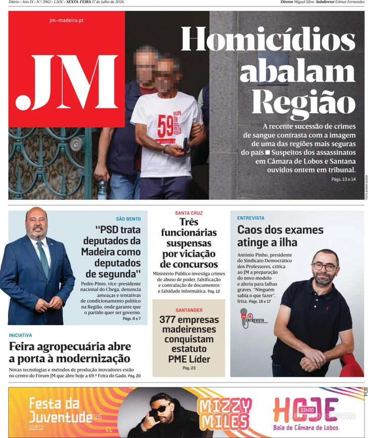 Capa Jornal da Madeira - 2026-07-17