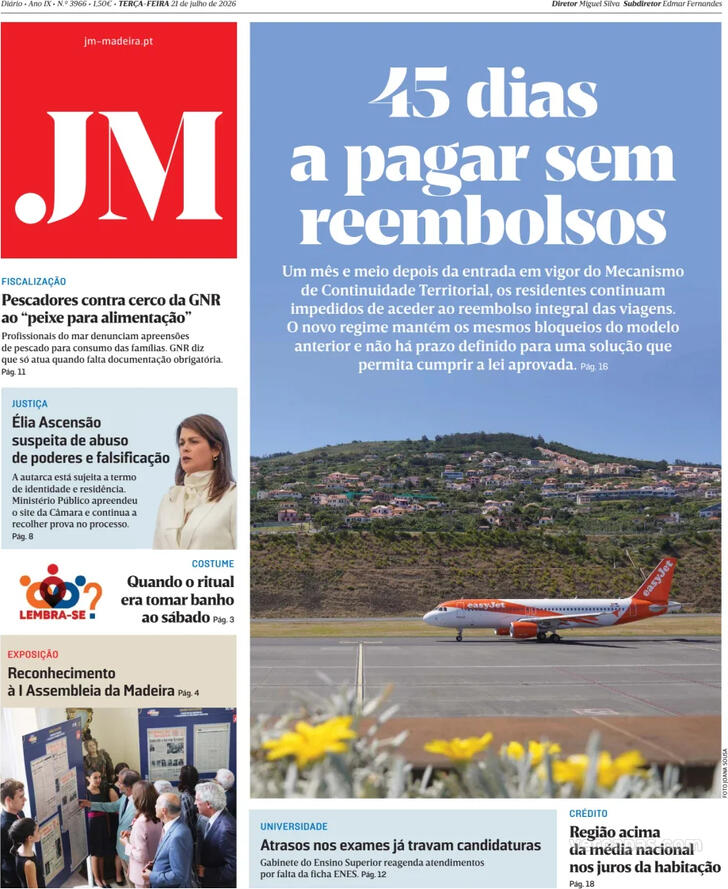 Capa Jornal da Madeira - 2026-07-21