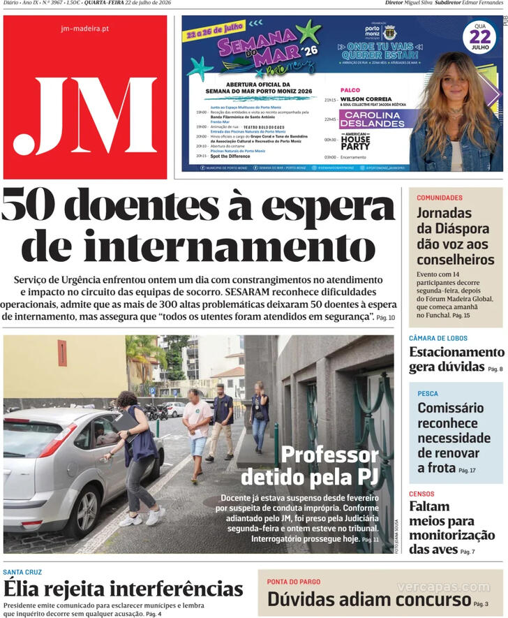 Capa Jornal da Madeira - 2026-07-22