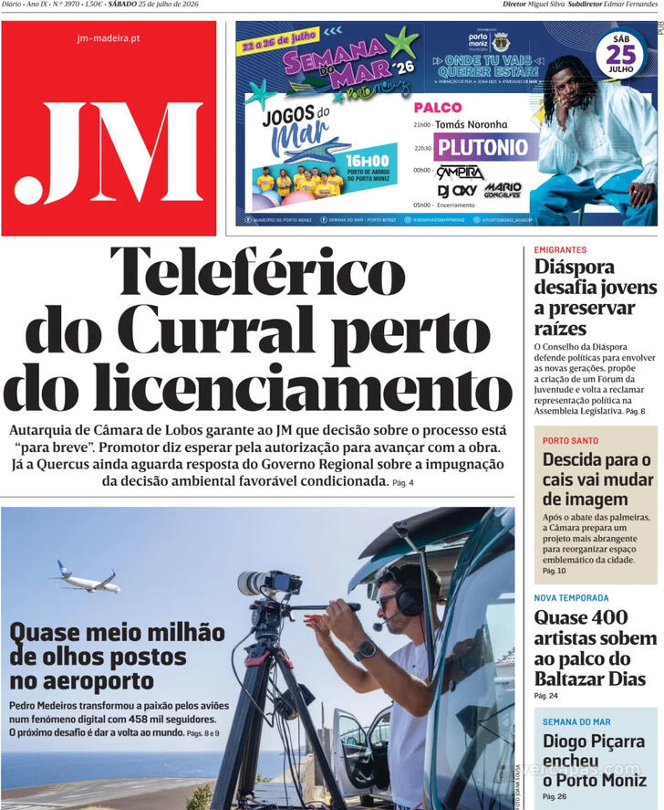 Capa Jornal da Madeira - 2026-07-25