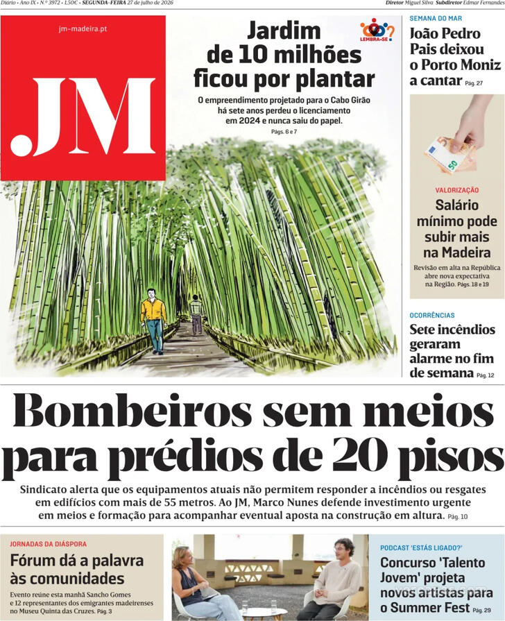 Capa Jornal da Madeira - 2026-07-27