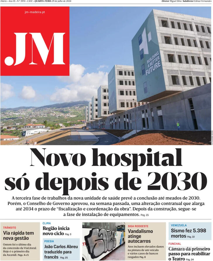 Capa Jornal da Madeira - 2026-07-29
