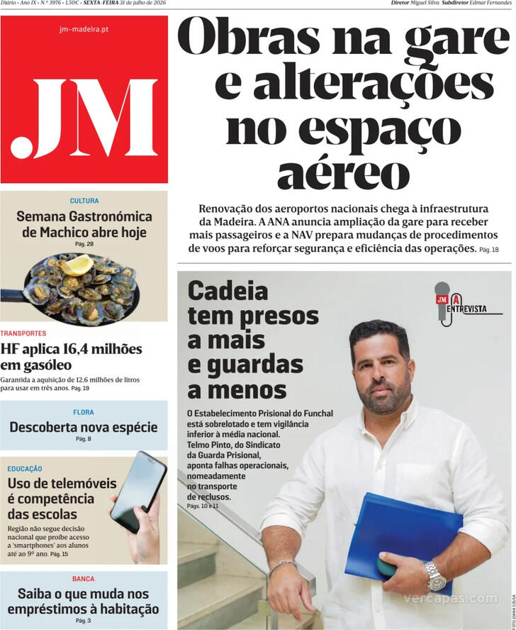 Capa Jornal da Madeira - 2026-07-31