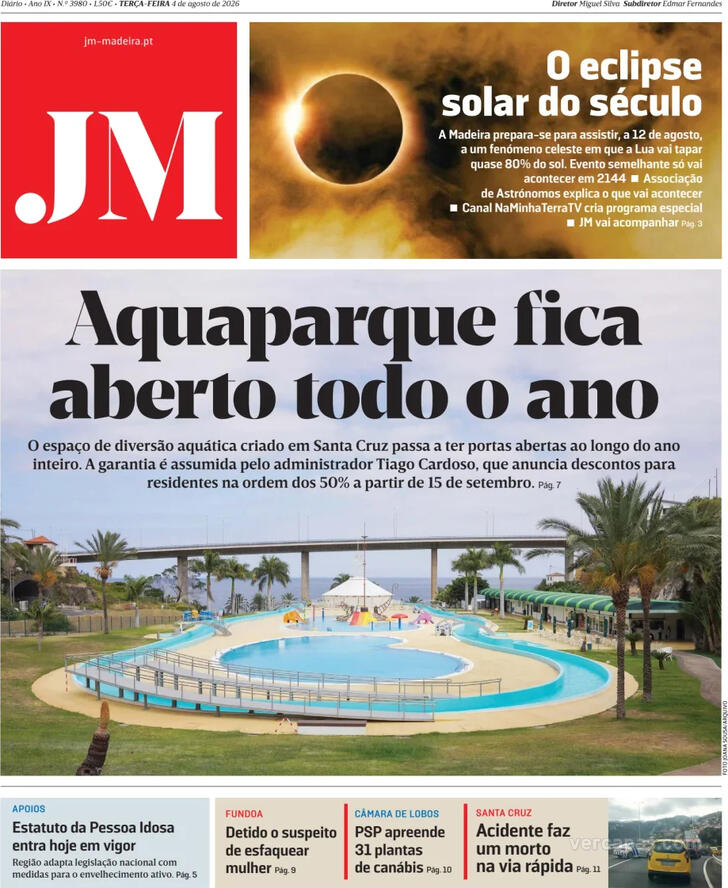 Capa Jornal da Madeira - 2026-08-04