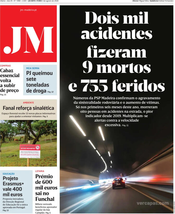 Capa Jornal da Madeira - 2026-08-05