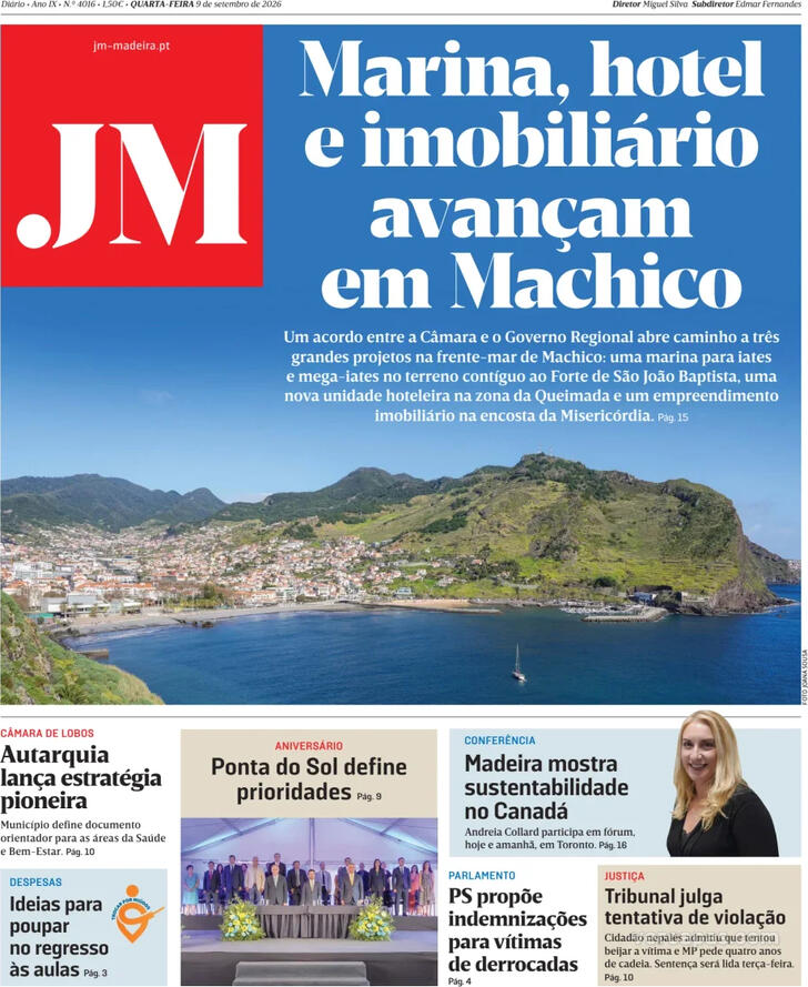 Capa Jornal da Madeira - 2026-09-09