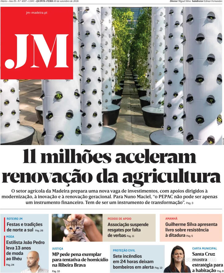 Capa Jornal da Madeira - 2026-09-10