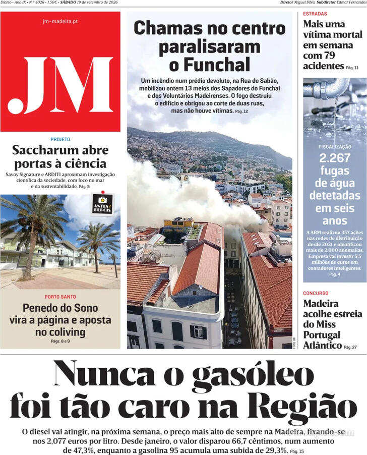 Capa Jornal da Madeira - 2026-09-19