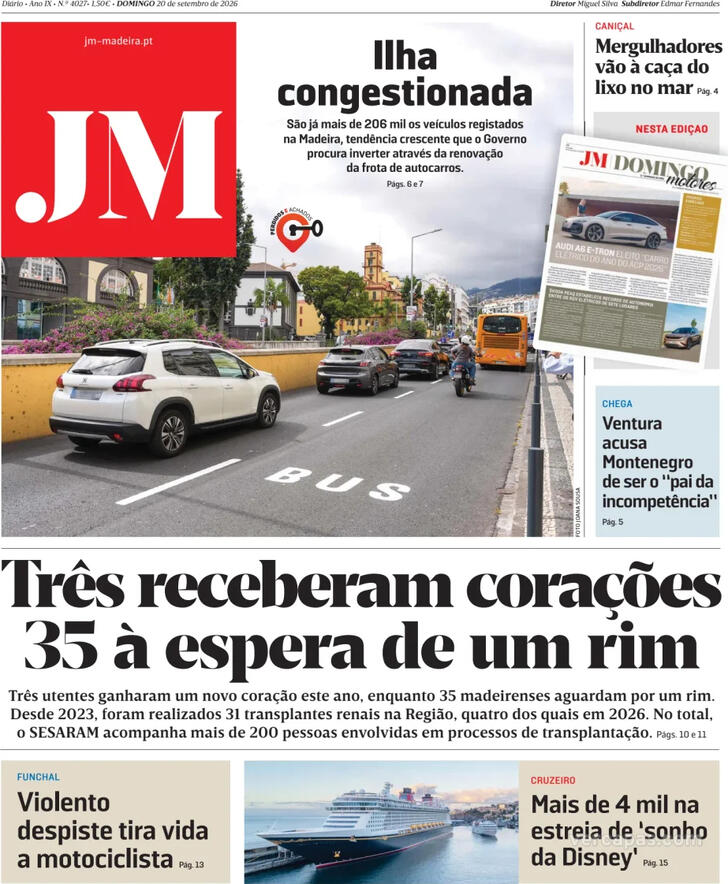 Capa Jornal da Madeira - 2026-09-20
