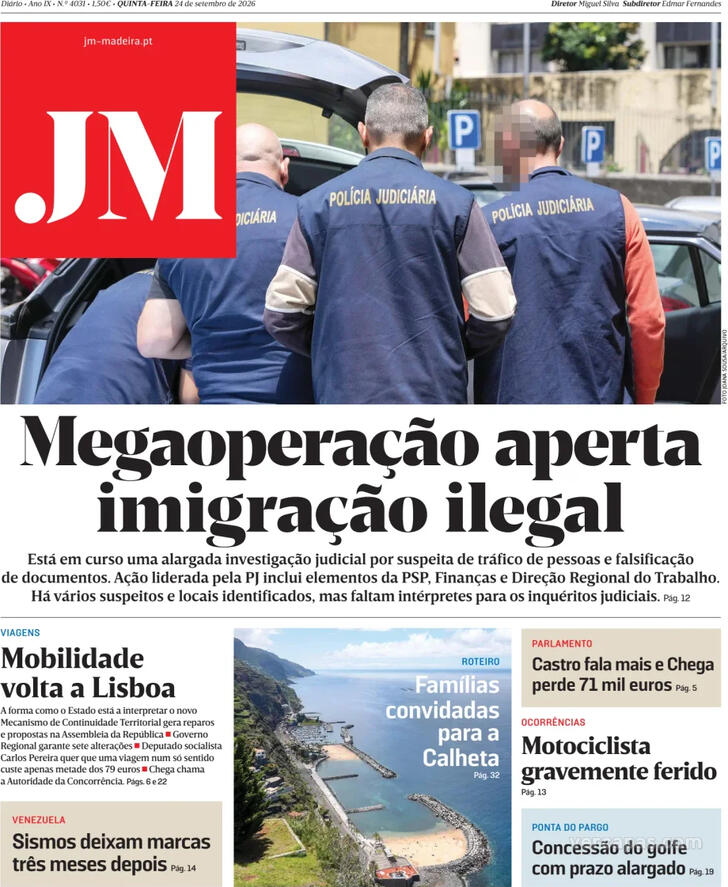 Capa Jornal da Madeira - 2026-09-24