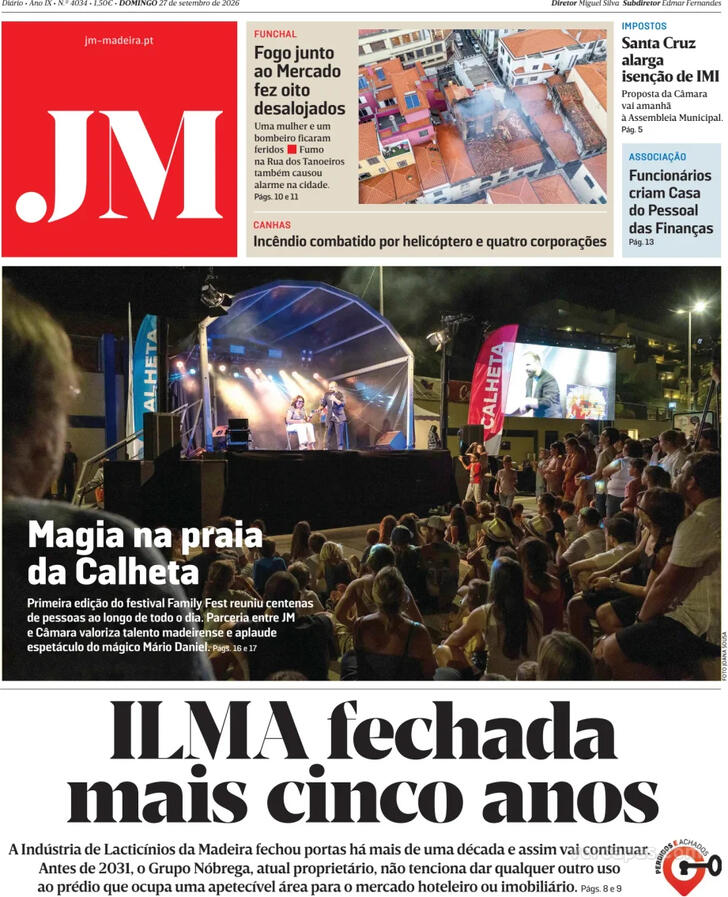 Capa Jornal da Madeira - 2026-09-27