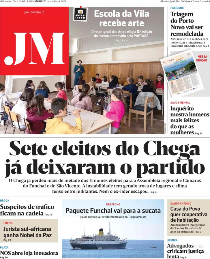 Capa Jornal da Madeira - 2026-10-10