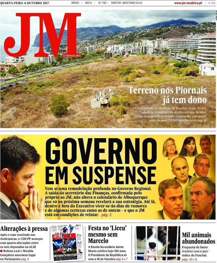Capa - Jornal da Madeira de 2017-10-04