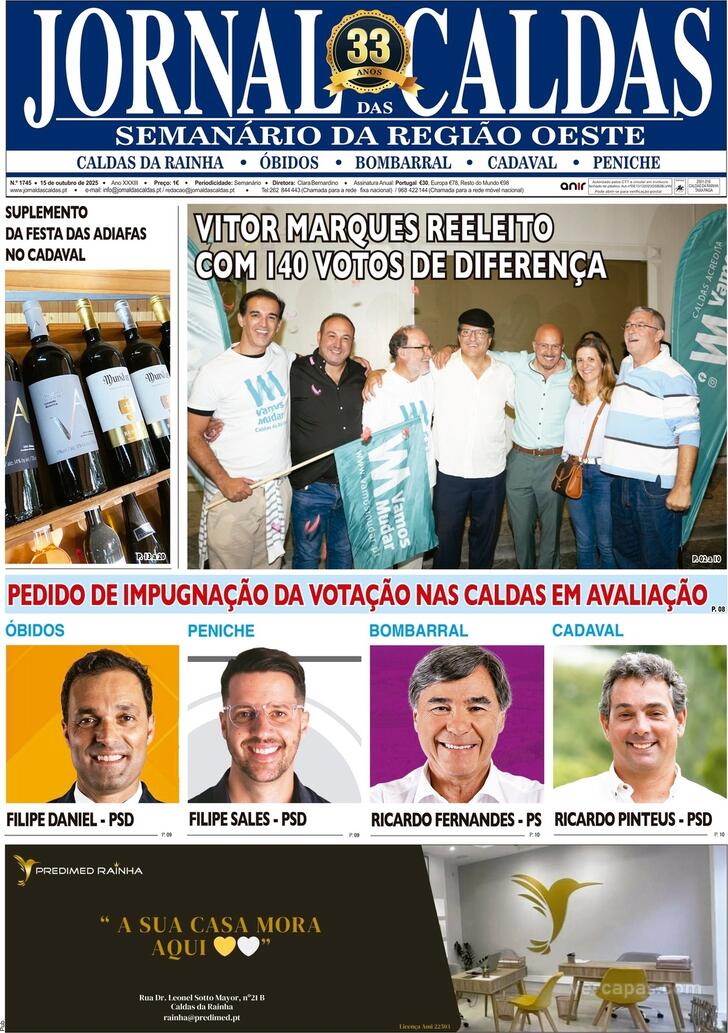 Capa Jornal das Caldas - 2025-10-16